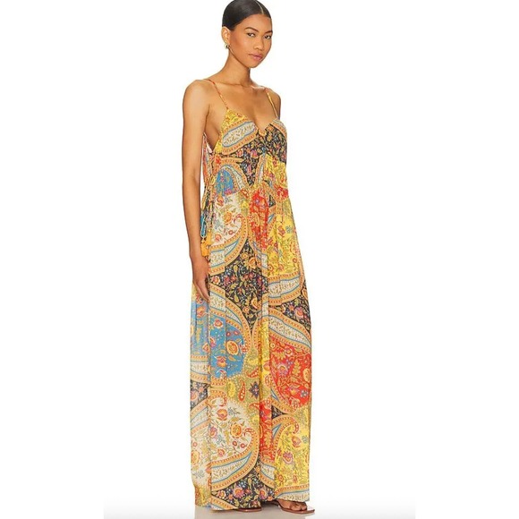 Spell Pants - SPELL‎ belladonna jumpsuit in yellow size medium wide leg